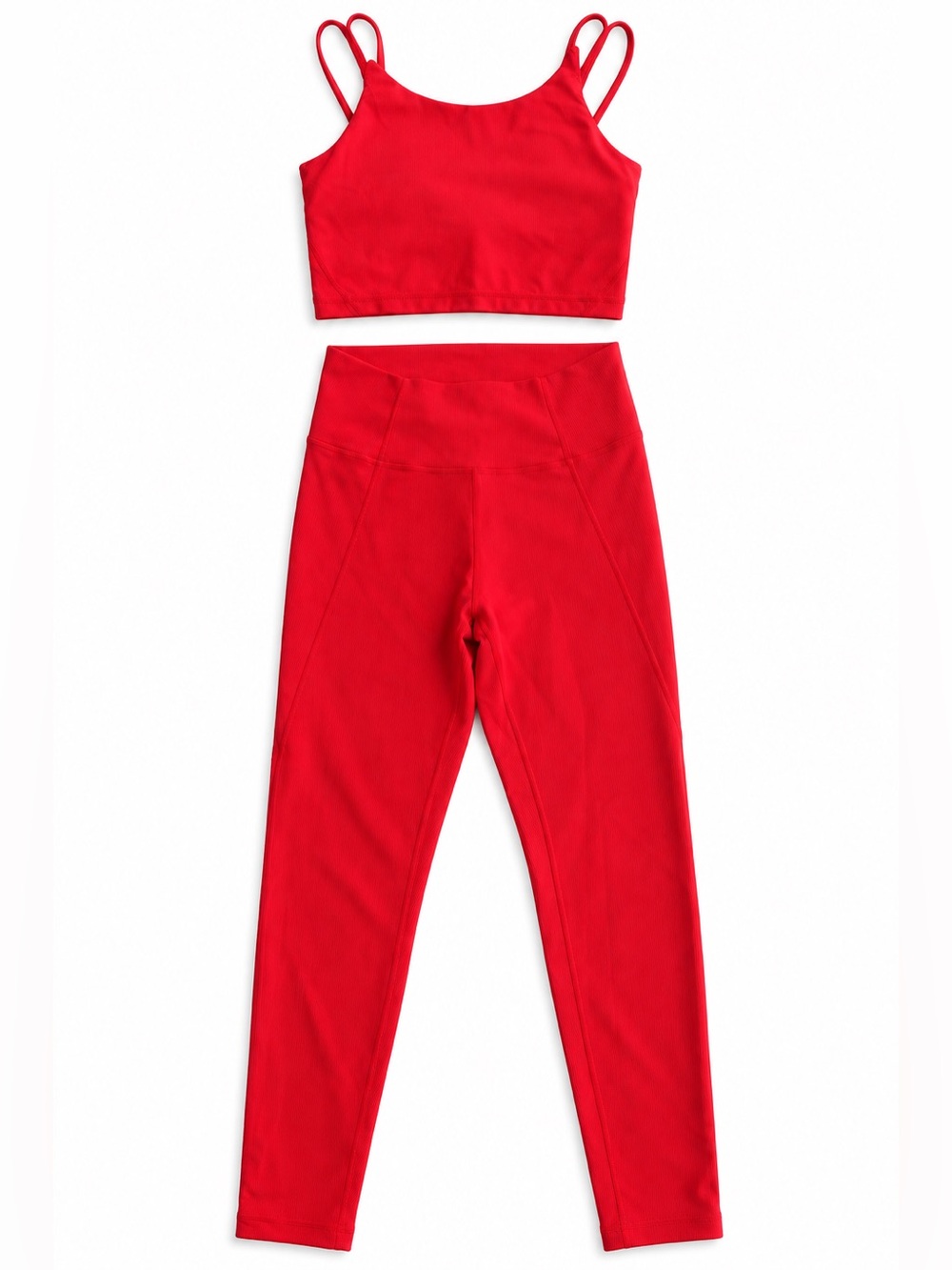 WILO Melbourne Australia Red Ribbed Activewear Set Leggings Sports Bra Size L